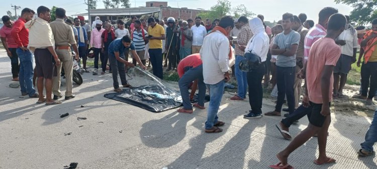 भङसर नहर के पास डीसीएम और मोटरसाइकिल मे जोरदार टक्कर, मोटर साइकिल  सवार की दर्दनाक मौत