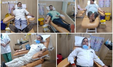 रक्तदान महादान को मानते हुए 6 सेवादारों ने किया रक्तदान