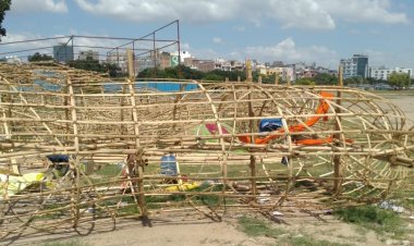 सेक्टर-62 रामलीला मैदान में मंच निर्माण, पुतला निर्माण का कार्य हुआ शुरू