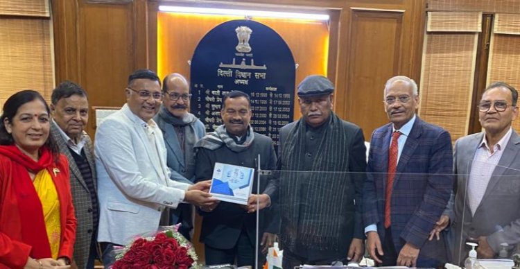 दिल्ली विधानसभा अध्यक्ष रामनिवास गोयल से अणुविभा राष्ट्रीय अध्यक्ष ने की शुभेच्छा भेंट 