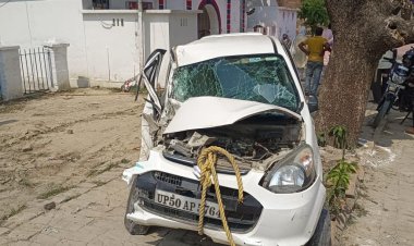 तेज रफ्तार डंफर ने कार में मारा टक्कर, आधा दर्जन घायल