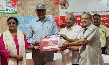रक्त दान के क्षेत्र में अभूतपूर्व योगदान के लिए लक्ष्मी नारायण मंदिर सम्मानित