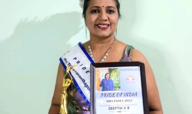 Deepthi V. R. from Thiruvananthapuram, Kerala received the City Winning Title of Pride of India Mrs. Thiruvananthapuram Winner in Mrs India Category