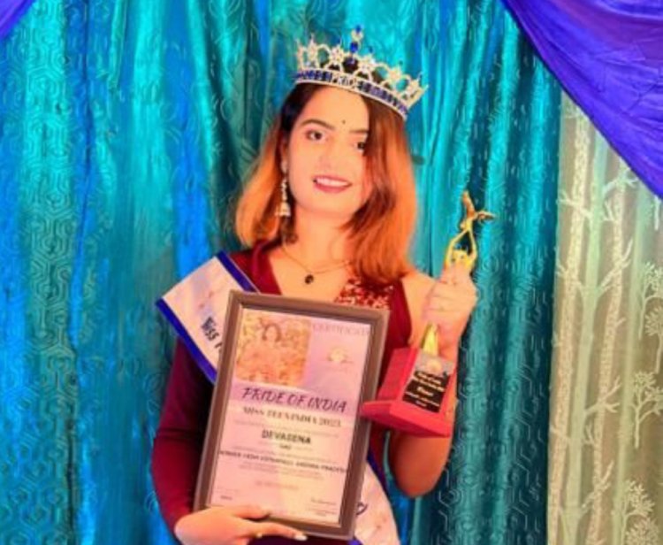 Devasena from Kothapalli, Andhra Pradesh received the City Winning Title of Pride of India Miss Teen Kothapalli Winner in Miss Teen India Category
