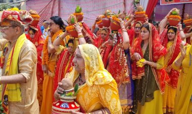 सेक्टर 134 में कलश यात्रा के साथ श्रीमद्भागवत कथा का शुभारंभ