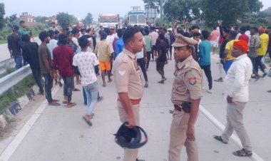 बसपुर के युवक के हत्या के विरोध में फोर लेन घंटो जाम, पुलिस ने संदिग्ध को उठाया 