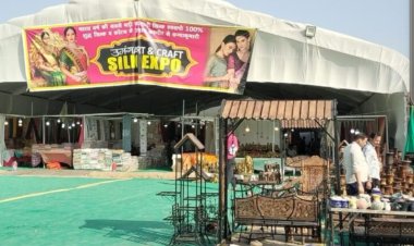 नोएडा स्टेडियम में लगी सिल्क एक्सपो रो रहे हैं आए दुकानदार