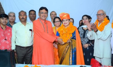 धर्म, संस्कृति की अलख जगाने धार्मिक यात्रा पर निकली सीमा भार्गव महासभा ने किया स्वागत