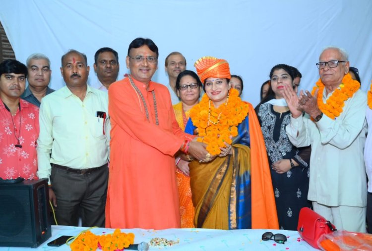 धर्म, संस्कृति की अलख जगाने धार्मिक यात्रा पर निकली सीमा भार्गव महासभा ने किया स्वागत