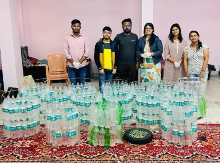 बेकार प्लास्टिक की बोतलों से हो रहा डस्टबिन निर्माण, एबीवीपी ने शुरू की इंटर्नशिप