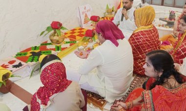 शिव मंदिर प्राण प्रतिष्ठा एवं शिलान्यास का शुभारंभ कलश यात्रा के साथ